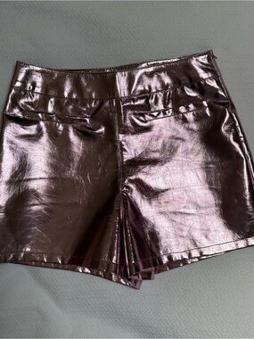 High-Waist Shiny Plum Women’s Shorts